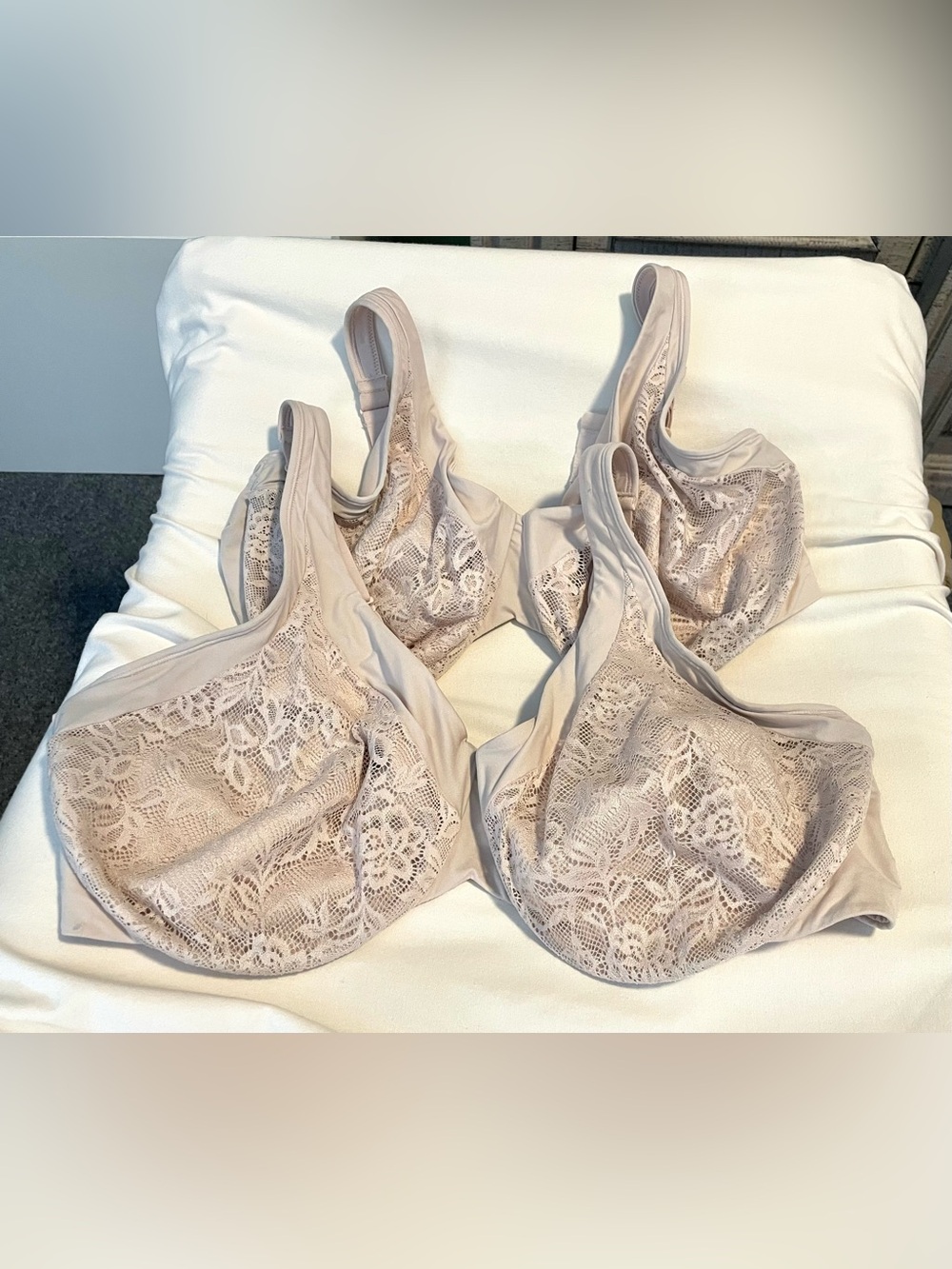 *Lot of 2* Playtex Secrets Bra - Sz 46D - Underwire/Ultra Soft - # US4833 -Beige